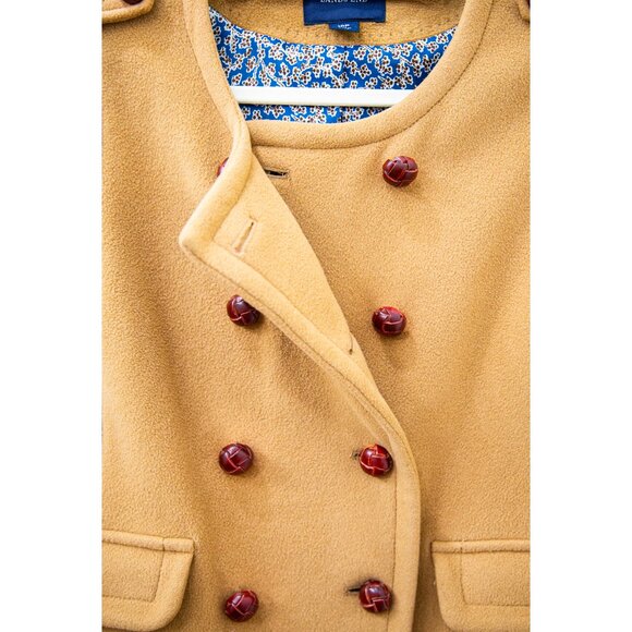 Land's End Camel Collarless Double-breasted Wool Blend Coat, Size 10P - Picture 5 of 8